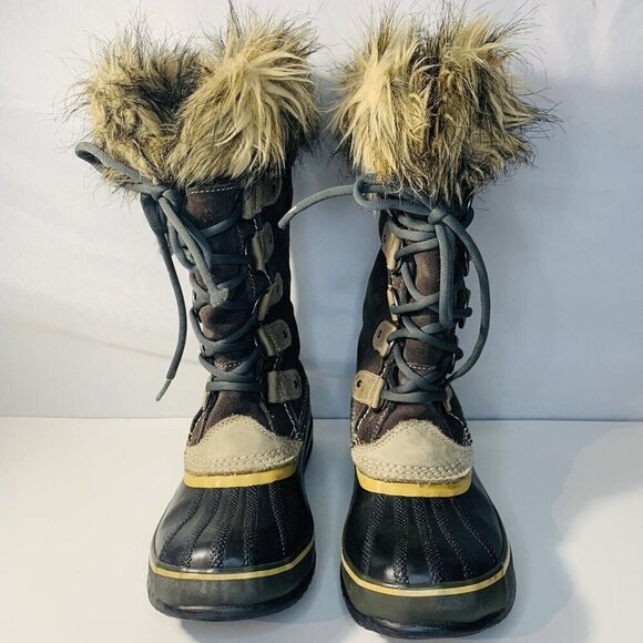 Sorel Boots Joan of Arctic Suede Faux Fur Snow Winter Women 7 Brown Mid Calf - Picture 8 of 16